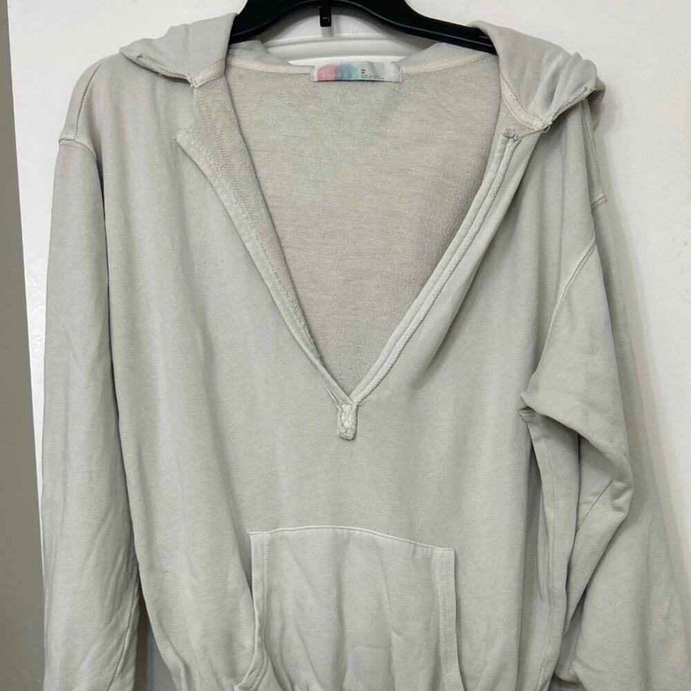 Free People Beach Kickin It Romper XS Stone Hoodie Lounge Oversized Relaxed - Picture 4 of 13